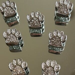 Charm dog paw cat paw silver w/ cz works w pandora